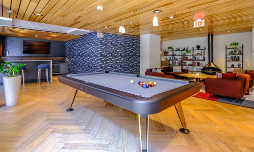 a billiards table in clubhouse
