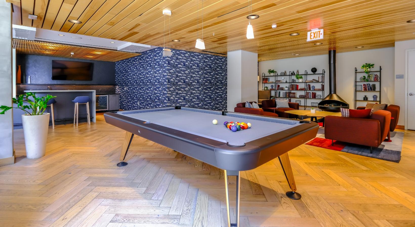 Access to resident-only features a billiards table in clubhouse