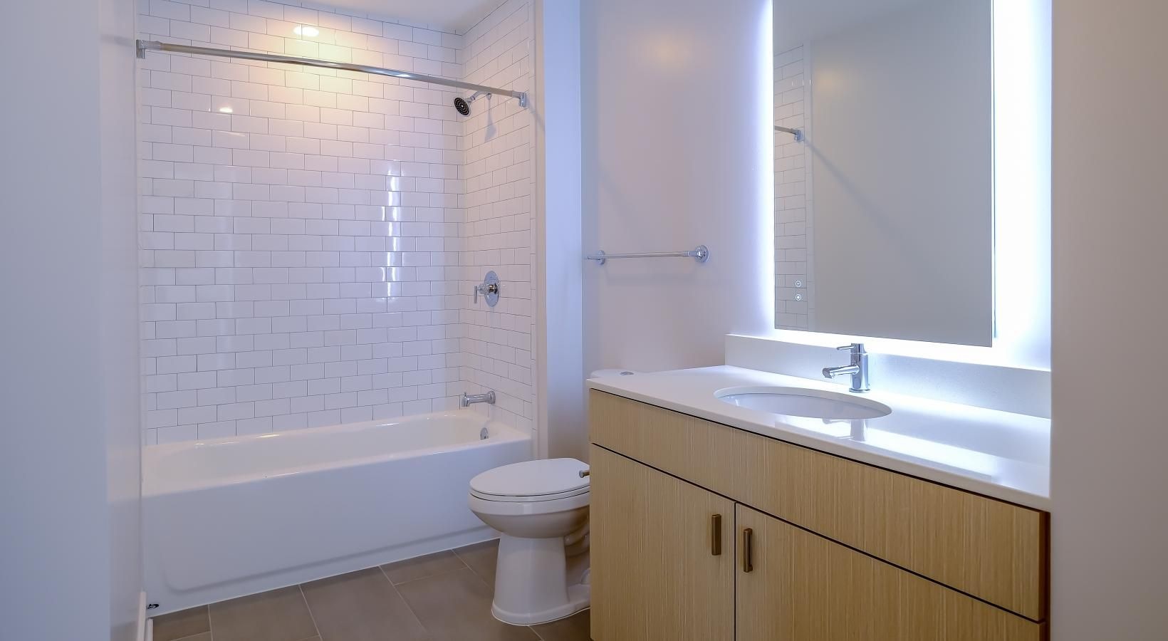 Spacious bathrooms with everything you need shower/tub combo in bathroom